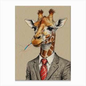 Giraffe In Business Suit 1 Canvas Print