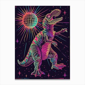 Dinosaur With Shining Disco Ball Canvas Print