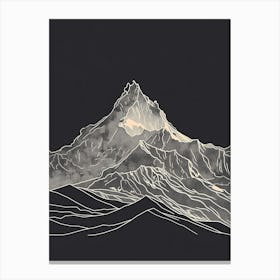 Ben Oss Mountain Line Drawing 1 Canvas Print