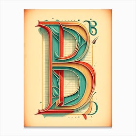 B, Letter, Alphabet Vintage Sketch 1 Canvas Print