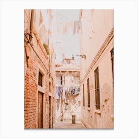 Blush Laundry Alleyway In Venice, Italy Canvas Print