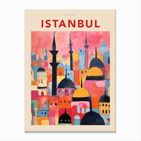 Istanbul Turkey Fauvist Travel Poster Canvas Print