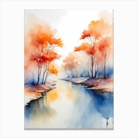 Watercolor Of Autumn Trees 3 Canvas Print