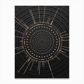 Geometric Glyph Symbol in Gold with Radial Array Lines on Dark Gray n.0112 Canvas Print