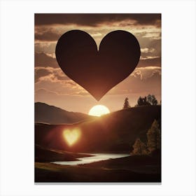 Sunset With A Heart Canvas Print