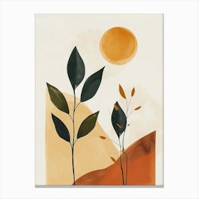 Abstract Painting sun and plant Canvas Print