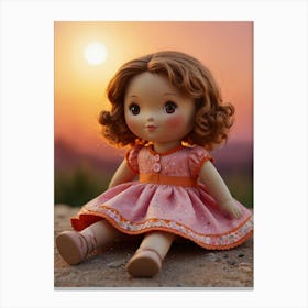 Sunset Portrait Of A Doll Canvas Print