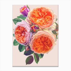 English Roses Painting Rose In A Heart 1 Canvas Print