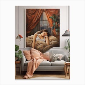 Sleeping in the living room Canvas Print