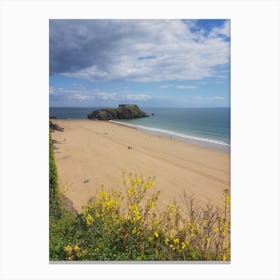 Castle Beach Tenby Canvas Print