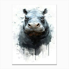 Aesthetic Abstract Watercolor Hippo Hippotamus Canvas Print