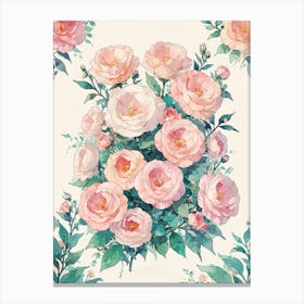 Pink Roses Wallpaper Canvas Print