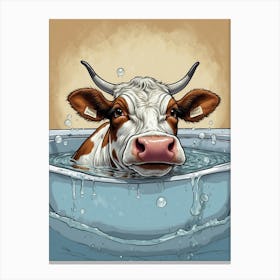 Cow In A Tub Canvas Print