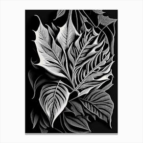 Pecan Leaf Linocut 1 Canvas Print
