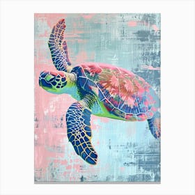 Impasto Pastel Sea Turtle Painting 3 Canvas Print