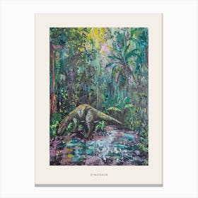 Dinosaur Teal Lilac Painting Poster Canvas Print