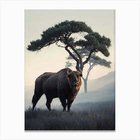 Bison In The Mist Canvas Print