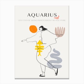 Aquarius Zodiac Sign One Line Canvas Print