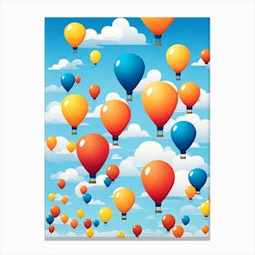 Hot Air Balloons In The Sky, simple vector art, vector art, hot air balloons, digital art Canvas Print