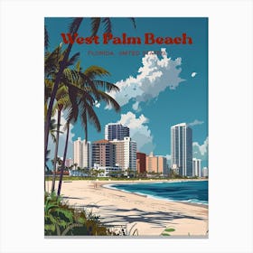 West Palm Beach Florida Beachfront Digital Travel Art Canvas Print