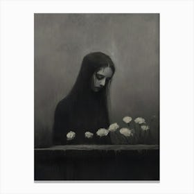 'The Girl With Flowers' Canvas Print