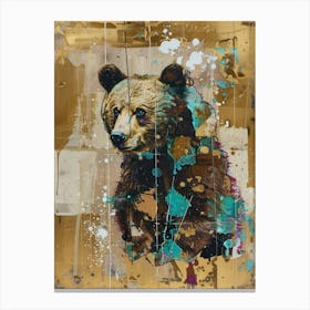 Brown Bear Gold Effect Collage 1 Canvas Print