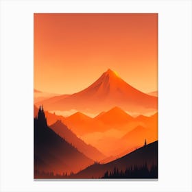 Misty Mountains Vertical Composition In Orange Tone 6 Canvas Print