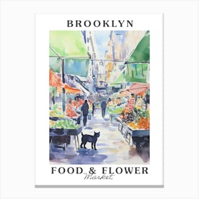 Food Market With Cats In Brooklyn 3 Poster Canvas Print