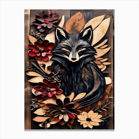 Carved Wood Fox Art  Canvas Print