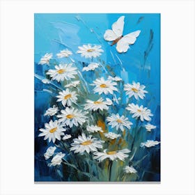 Daisies And Butterflies 3 Canvas Print