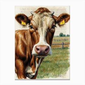 Cow In The Field Canvas Print