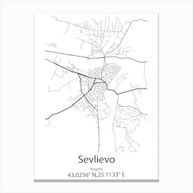 Sevlievo,Bulgaria Minimalist Map Canvas Print