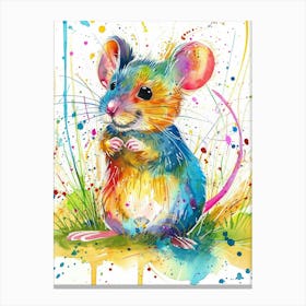 Mouse Colourful Watercolour 4 Canvas Print