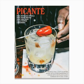 Picante Cocktail Vintage Drinks Photo Kitchen Canvas Print