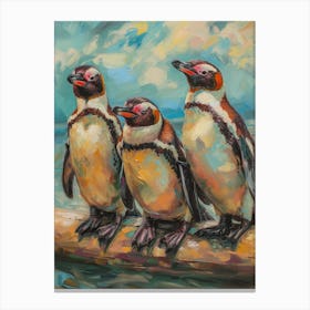 African Penguin Paradise Harbor Oil Painting 3 Canvas Print