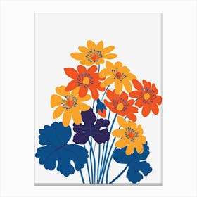 Blue, Orange, and Yellow Flowers Canvas Print