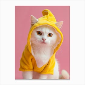 Cat In Yellow Hoodie Canvas Print