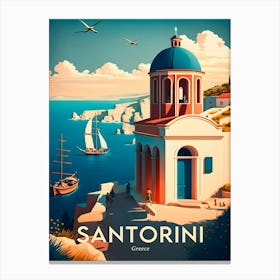 Santorini Greece Retro Travel Canvas Print