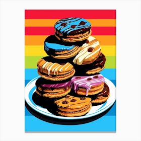 Pop Art Stacked Cookies On A Plate 1 Canvas Print