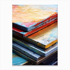 Stack Of Painted Canvases Canvas Print