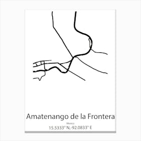 Amatenango De La Frontera,Mexico Minimalist Map Canvas Print