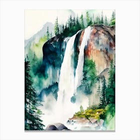 Shannon Falls, Canada Water Colour  (3) Canvas Print