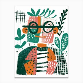 Portrait Of A Man With Glasses 1 Canvas Print