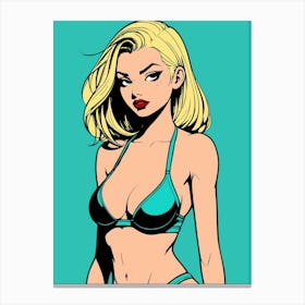 Blond Woman In Bikini Canvas Print