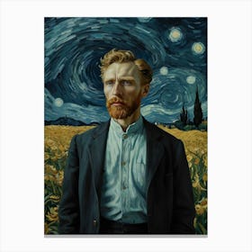 Portrait Of Van Gogh, Vincent Van Gogh Starry Night Art Print Canvas Print