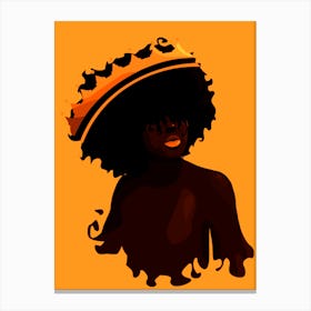 Afro Woman Art Prints Illustration Orange Canvas Print