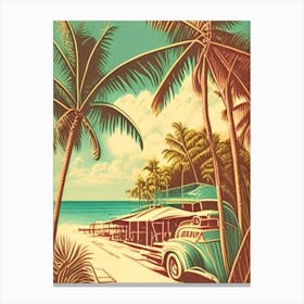 Key West Florida Vintage Sketch Tropical Destination Canvas Print