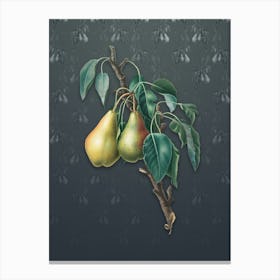 Vintage Lemon Pear Botanical on Slate Gray Pattern n.2239 Canvas Print