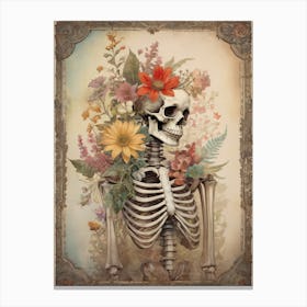 Botanical Skeleton Vintage Painting (5) Canvas Print