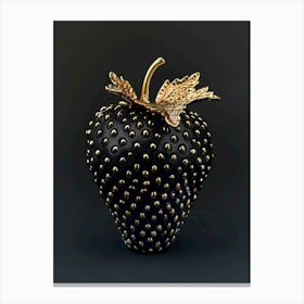 Black And Gold Strawberry Canvas Print